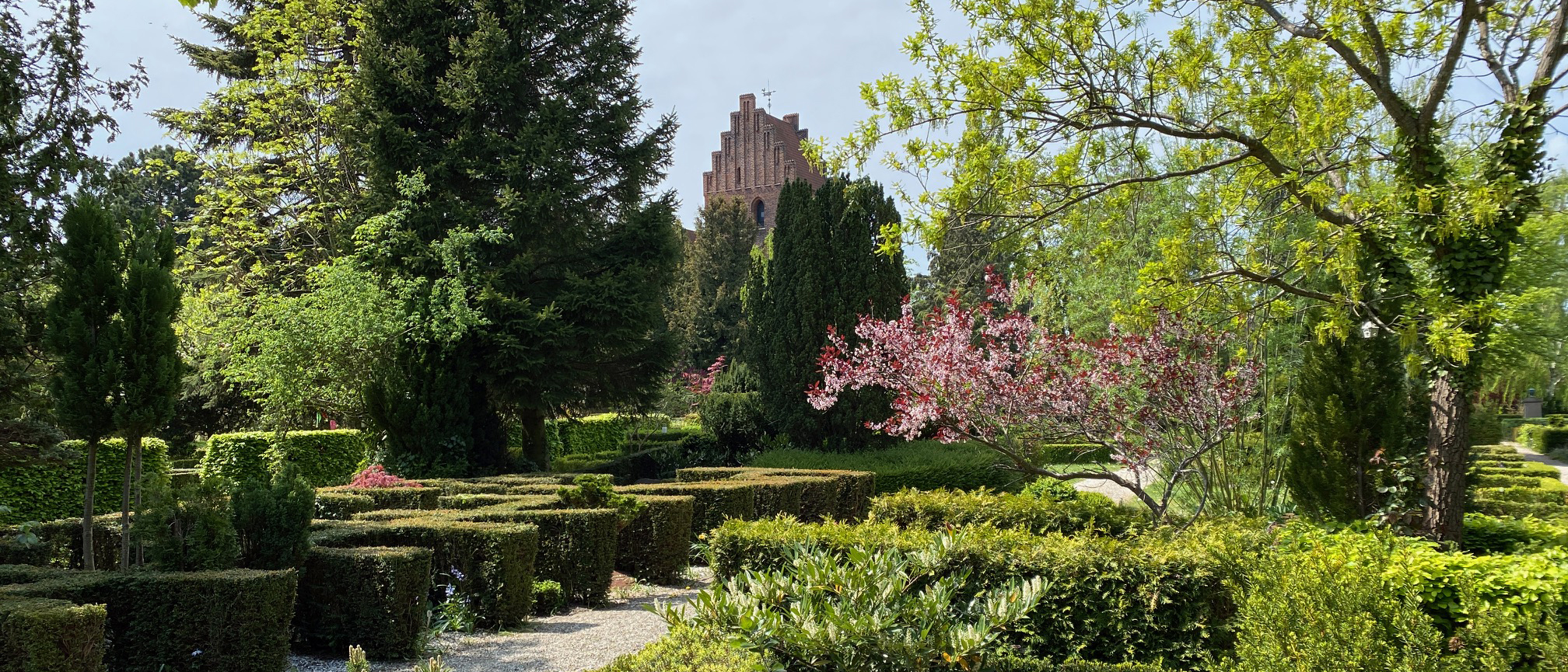 Brønshøj Kirkegård med gravsteder i forgrunden
