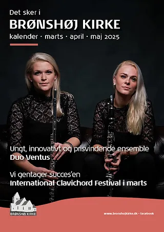 Forsiden af Brønshøj Kirkes kirkekalender for marts til maj 2025